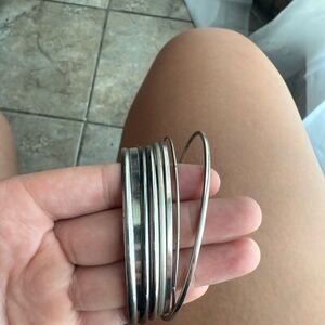 Silver Bangle Bracelet Set